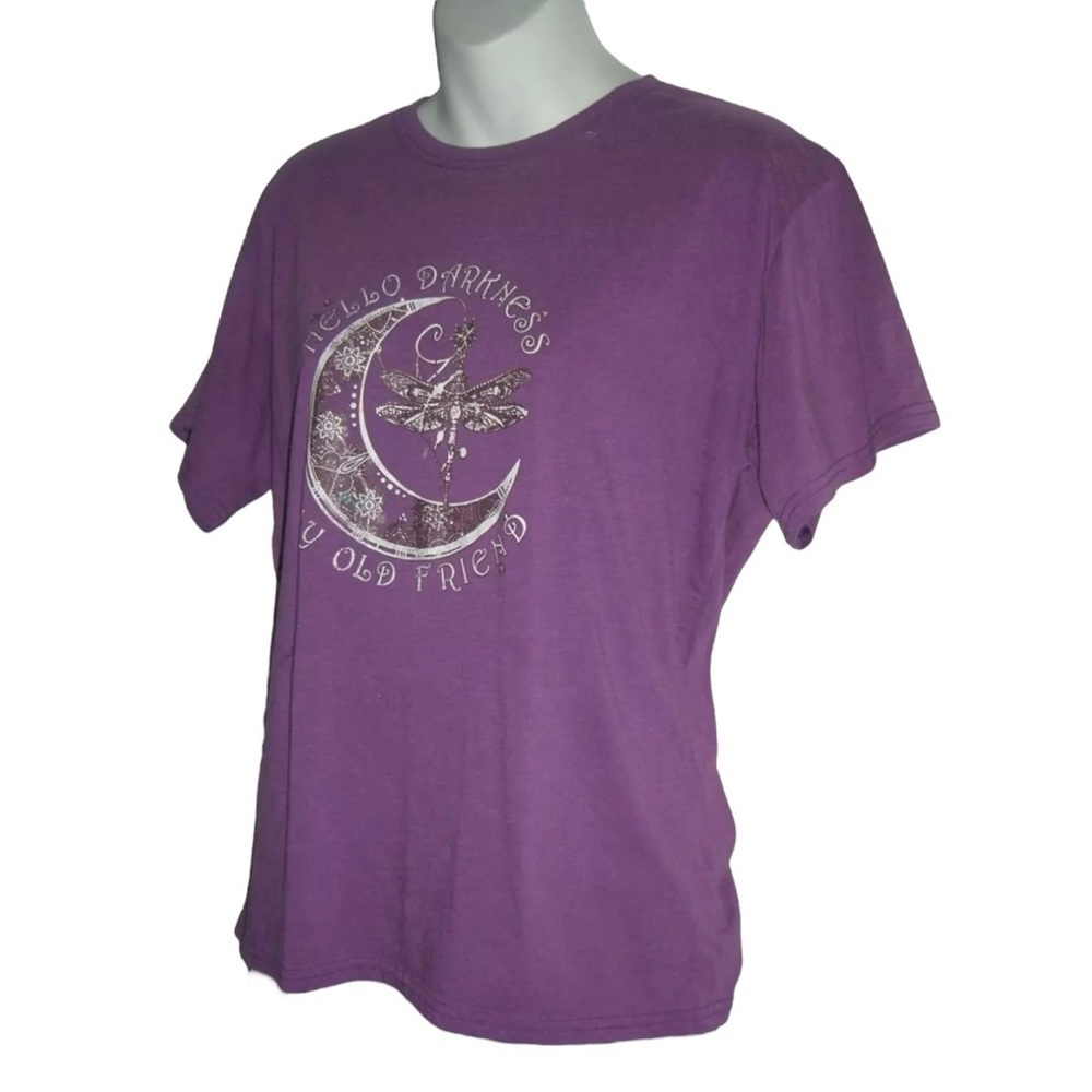Simon & Garfunkel Tee Shirt Hello Darkness Lyrics Purple Fairy Moon Dragonfly - Picture 4 of 8